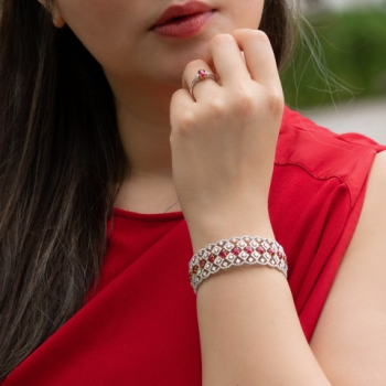 18K White & Yellow Gold Ruby Diamond Bangle